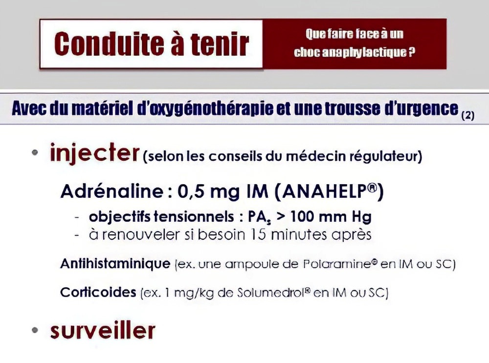 Choc anaphylactique urgence cabinet dentaire